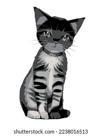 Encantador gatito (gato) al estilo del arte pop. Imagen vectorial