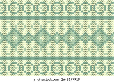 Charming knitted pattern featuring heart and diamond motifs in soft pastel green and cream tones. Ideal for baby clothes, cozy winter textiles, vintage-style crafts, or Scandinavian-themed designs.