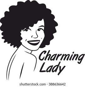 charming lady logo black