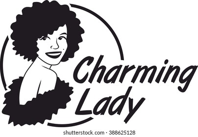 charming lady logo Black Circle