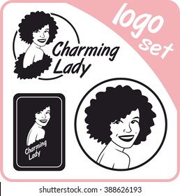 charming lady logo set pink