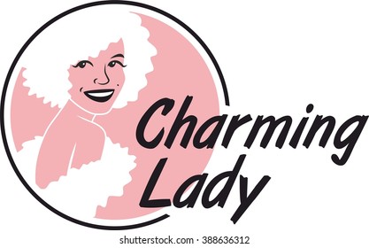 charming lady logotype black and pink