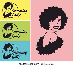 charming lady sign set