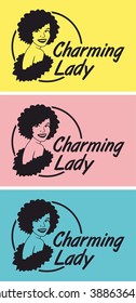 charming lady sign set circle