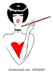 Charming lady smoking cigarette