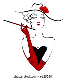Charming lady smoking cigarette