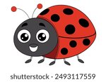 Charming Ladybug Vector Illustration: Cartoon, Clipart, and Line Art Design for Printable Graphics