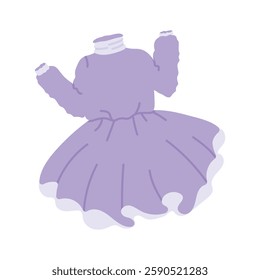 Charming lavender dress with puff sleeves and tiered skirt