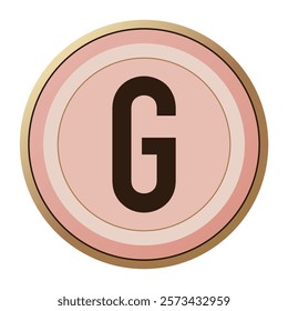 Charming Letter “G” in a Heartwarming Pink and Golden Circular Design for Love-Themed Projects