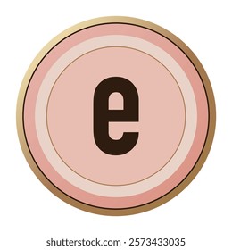 Charming Letter “e” in Soft Pink and Golden Circle - A Beautiful Addition to Valentine’s Cards