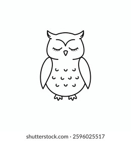  Charming Line Art Owl Illustration for Children's Products, Art Prints, and Creative Projects