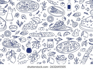 Charming line art of pizza and cheese with classic Italian ingredients that captures the essence of Dolce Vita . Perfect for Italian food themes and concepts.