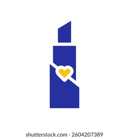 Charming Lipstick Icon in Blue with Heart Symbol