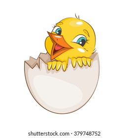Charming little chicken. Vector illustration isolated on white background.