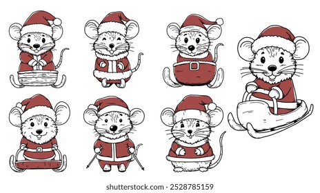 A charming little mouse dressed in a festive Santa Claus outfit, complete with a fluffy red hat and matching suit