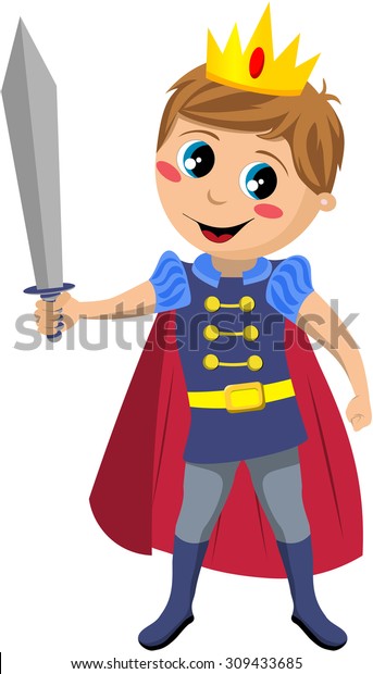 Charming Little Prince Red Cloak Holding Stock Vector (Royalty Free ...