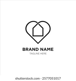 A charming logo design featuring a house with a heart shape inside, symbolizing love and home. Perfect for real estate, home services, or family-oriented businesses.





