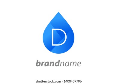 Charming logo design initial D in water drop.