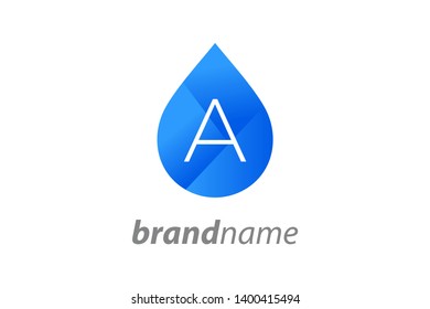 Charming logo design initial A in water drop.