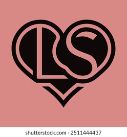 Un logotipo encantador con las letras "LS" integradas en forma de corazón, ideal para marcas relacionadas con el amor, las relaciones o el cuidado personal.