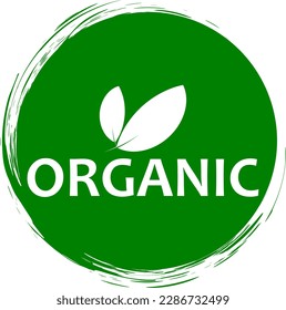 Charming logo in a rounded shape. Organic symbol with leaves. Light and airy