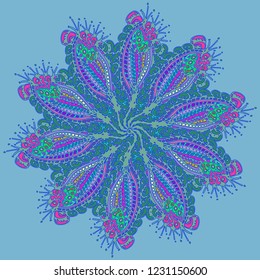 Charming magic multicolored abstract simmetric circle summer mandala.