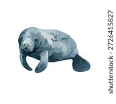 Charming manatee sea cow vector illustration, perfect for children
