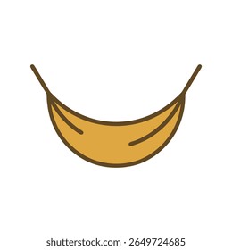 Um design plano vetor ilustração encantador e minimalista de uma rede, simbolizando relaxamento, conforto e lazer ao ar livre. Perfeito para temas de verão, projetos de viagem.