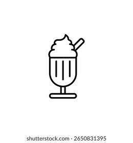 Charming Minimalist Ice Cream Dessert Icon With Whipped Cream And Straw