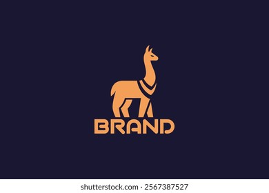 A charming and minimalist llama logo with a soft color palette, ideal for creative, trendy, and fun branding concepts