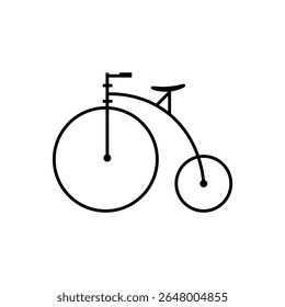 A charming minimalist vector outline of a penny-farthing bicycle, perfect for vintage themes or historical transportation.
