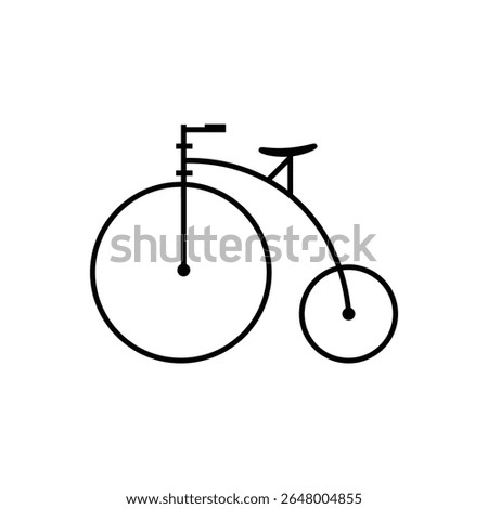 A charming minimalist vector outline of a penny-farthing bicycle, perfect for vintage themes or historical transportation.