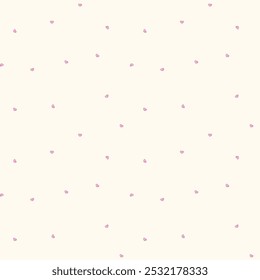 Charming minimalistic vector pattern with small pink hearts on a beige background. Perfect for stationery, home decor, fashion, and Valentine's Day designs.