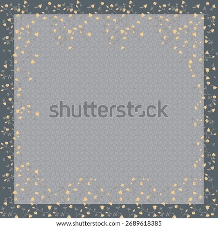 Charming monogram scarves hijab design with a sprinkling of beautiful, elegant yellow bell flowers