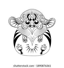 Charming monster in which it is impossible to belive, coloring, zentangle. The drawing is made on a transparent background