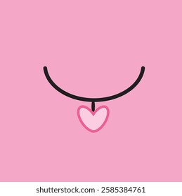 Charming necklace with a delicate pendant, featuring a cute heart design. Perfect for jewelry collections, fashion accessories, or Valentine's themes. High-quality vector illustration.