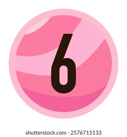 Charming Number 6 Badge in Sweet Pink Valentine Theme, Perfect for Romantic Designs, Digital Crafts, and Love-Themed Decorations to Add Elegance and Warmth