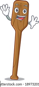 A charming oars mascot design style smiling and waving hand