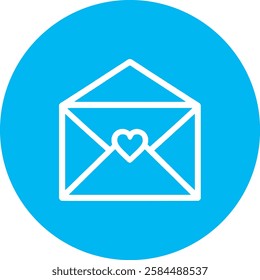 A charming Open Envelope with a Heart icon in crisp white on a light Cambridge blue background. Simple yet heartfelt, symbolizing love, messages, and heartfelt communication.