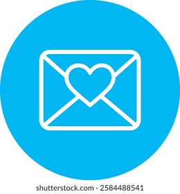 A charming Open Envelope with a Heart icon in crisp white on a light Cambridge blue background. Simple yet heartfelt, symbolizing love, messages, and heartfelt communication.