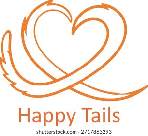 A charming orange heart design symbolizing happy pet tails and animal companionship