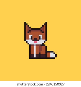 Charming orange pixel fox baby 