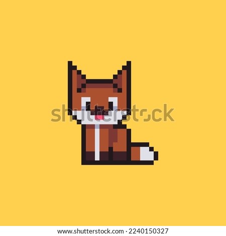 Charming orange pixel fox baby 