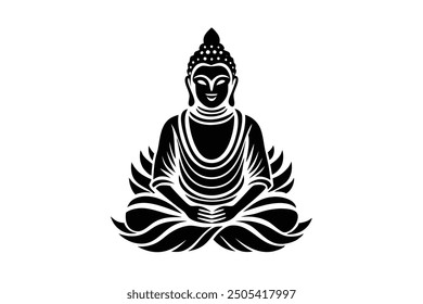 Charming oriental Buddha vector, perfect for spiritual and decorative designs.