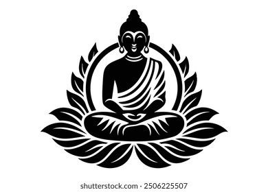 Charming oriental Buddha vector, perfect for spiritual and decorative designs.