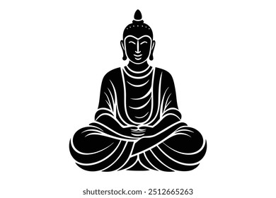 Charming oriental Buddha vector, perfect for spiritual and decorative designs.