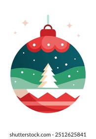 A charming ornament with a beautiful Christmas tree inside