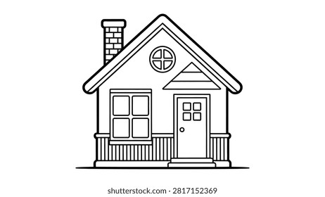 Charming outline drawing house