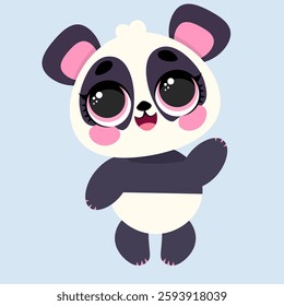 Charming panda with big sparkling eyes and soft pastel tones. Perfect for stickers, greeting cards, prints, and merchandise. Ideal for panda lovers, kids' decor