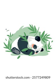 Encantador panda y bambú verde